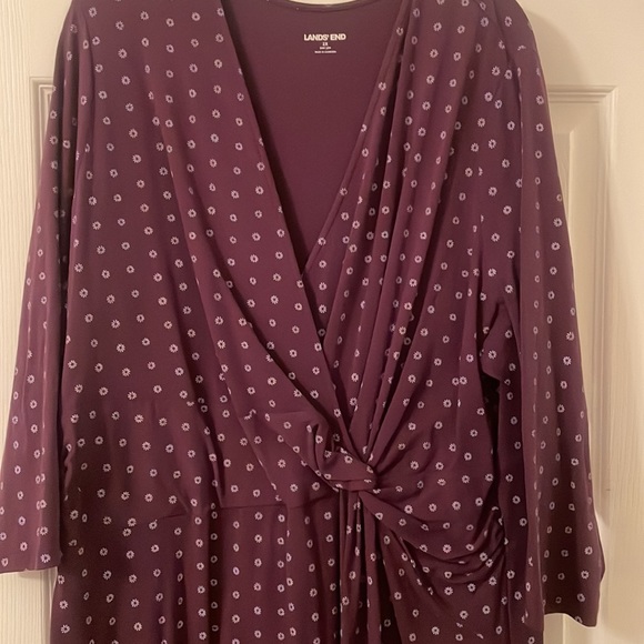 Deep purple printed wrap dress. - Picture 2 of 3